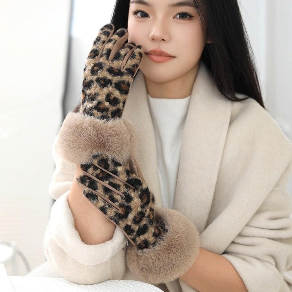 Touch Screen Leopard Print Gloves Keep Warm Winter Gloves Fashion Women's Gloves Winter
