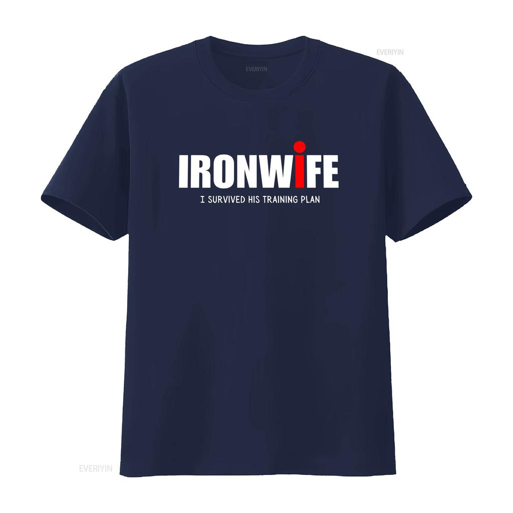 Ironwife T Shirt Triathlon Support for Triathlete Swim Bike Run Top Funny Tri Humor I Survived His Training Plan Vintage