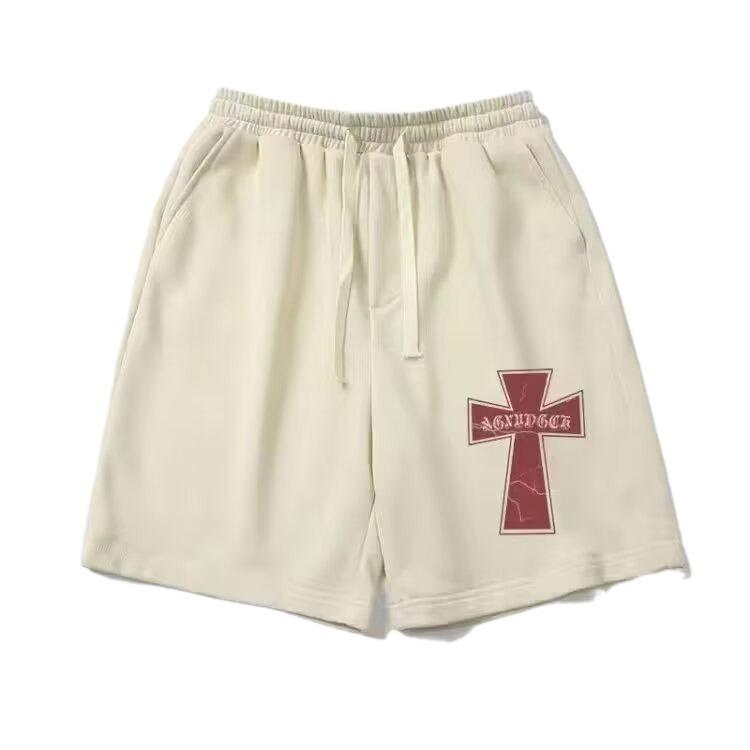 

Американские ретро спортивные шорты с принтом крестов, мужские летние модные брендовые универсальные свободные шорты до колена 5XL абрикосовый