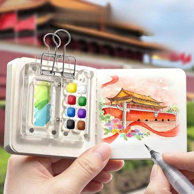 Pocket Artist Watercolor Travel Set Grid Paint Box for Acrylic Oil Paints Mini Palett