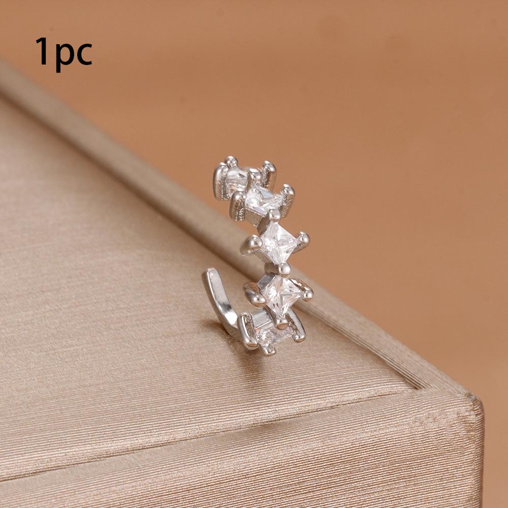 1Pc Simple Square Zircon Earcuff Clips On Earring for Women Girls No Fake Piercing Cartilage Earrings Ear Ring Without Hole