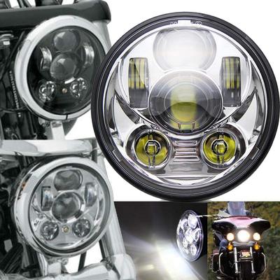 Karun 5.75-inch LED Headlight for Harley Davidson, Hi/50W, Lo/30W, IP68 Waterproof, Vehicle Inspection Compliant, 2-Year Warranty (M003D, Silver)