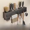 Wall-Mounted Multifunctional Kitchen Knife & Chopstick Rack – Punch-Free Installation