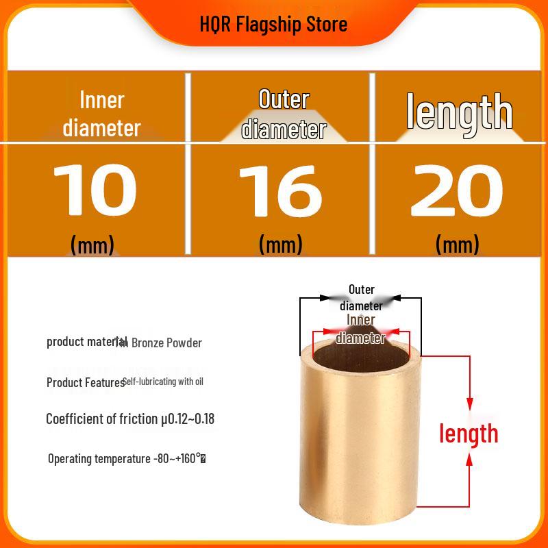 Self-Lubricating Oil-Impregnated Copper Bearing Bushing, Inner Guide 3-5, 6-8, 10-14, 15-32