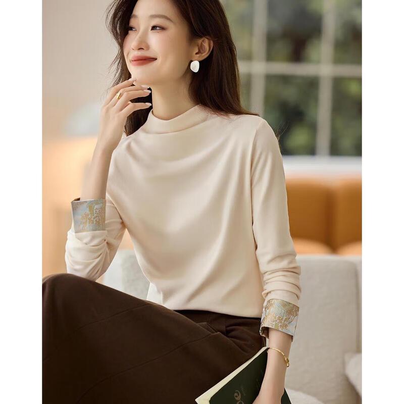 Mohan Yimei New Chinese Style Half-High Collar Knit Top L