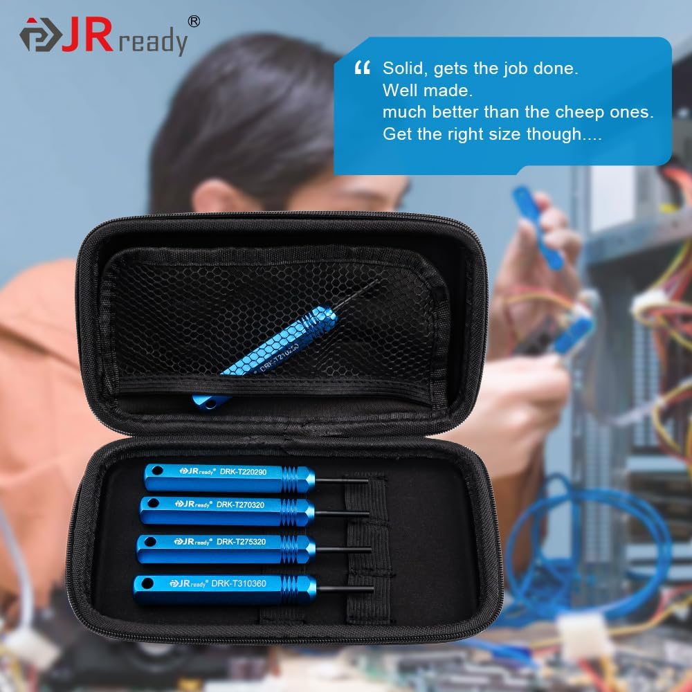JRready ST5228 Nástroje pro vyjímání, Sada nástrojů pro demontáž pro konektory JST/AMP .062" /Molex .062" & .093” s kolíky a dutinkami, Trubičky pro samčí a samičí konektory