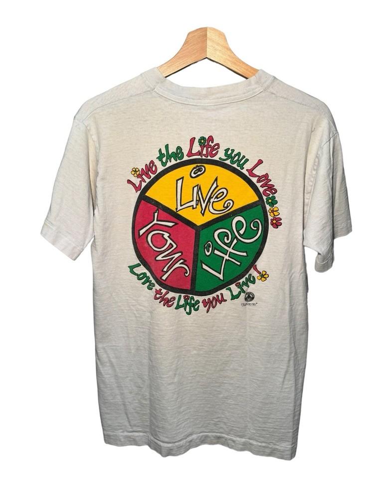 Vintage Live Your Life Peace T-Shirt Sz M Made in USA Double Sided Unisex T-Shirt M