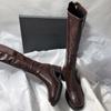 Autumn Winter New High-heeled Women's Boots, Square Toe Elastic Boots, Thick Heel Knee High Boots