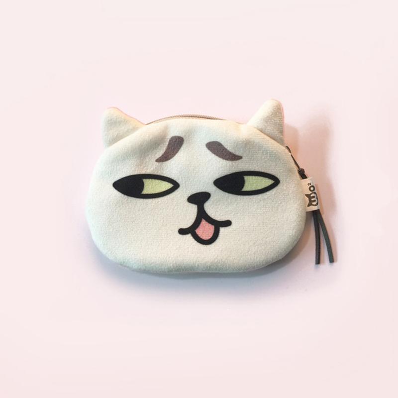 Kawaii Cat Earphone Bags Children Coin Purse Interesting Cat Expression Earphone Data Cable Portable Storage Bag