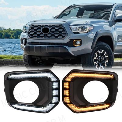 Faróis de Nevoeiro LED Para Toyota Tacoma 2016 2017 2018 2019 2020 2021 2022 DRL Luzes Diurnas Para-choque Dianteiro Condução Branco Amarelo