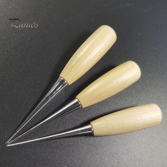 Nähahle, Locherwerkzeug mit Holzgriff, praktischer Lochkegel zum Selbermachen von Lederteppichen für die Heimnäherei