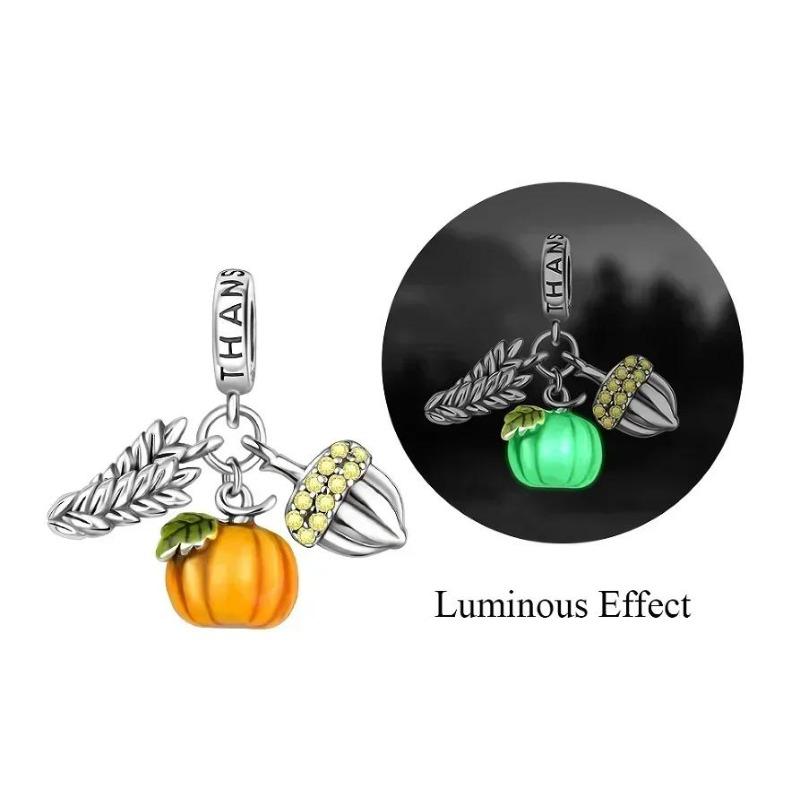 New Original Halloween Party Charms Luminous Pumpkin Skull Ghost Clown Beads Chameleon Bracelets Necklace Diy Jewelry Party Gift