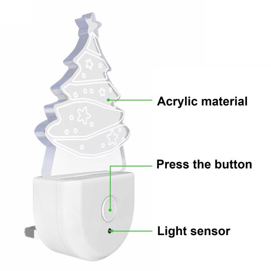 Night Light Christmas Tree Shape Projection 3D Effect Energy-Saving 0.5W