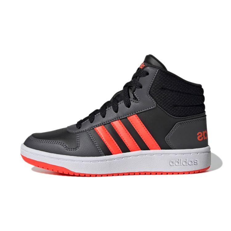 Adidas Neo Hoops 2.0 Mid K Casual Slip-Resistant Durable Mid-Top Kids Skate Shoes Kids Sneaker Black Red GZ7768