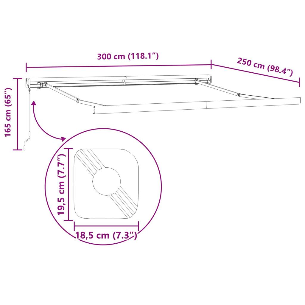 Retractable Awning Beige 300 X 250 Cm Linen and Aluminum