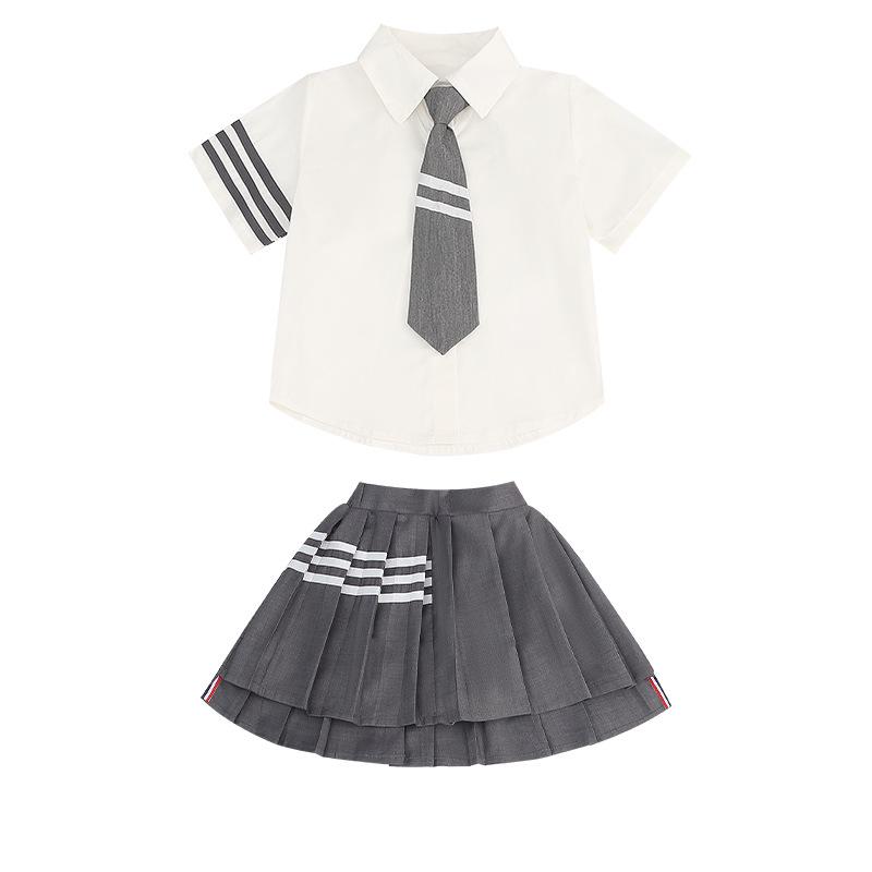 

Летний Академический Стиль Юбка Комплект JK Униформы - Вдохновленная Ван Синьлин Рубашка и Плиссированная Юбка для Мальчиков и Девочек, Коллекция 2025 150cm