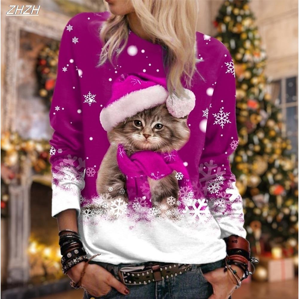 Women's Christmas Snowman Print Hoodie, Festive Pullover Sweatshirt, Long Sleeve Casual Wear Fall Winter Holiday Style