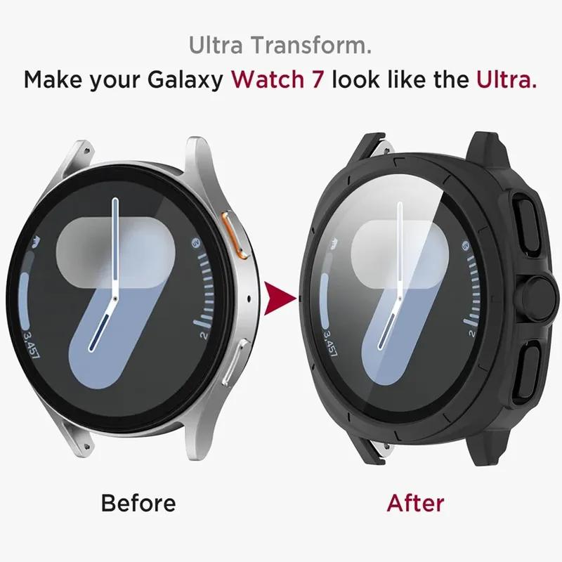 Glas + Hülle für Samsung Galaxy Watch 7 44/40 mm, [wird zum Ultra 47 mm Upgrade] Rundum-Schutzhülle