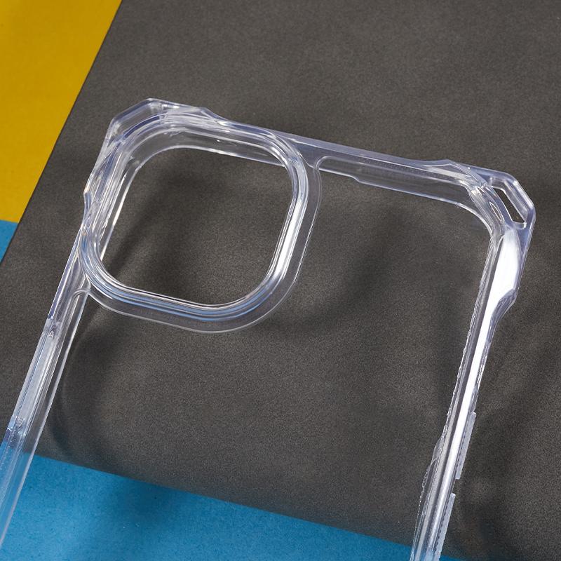 For iPhone 13 Transparent Acrylic Back+TPU Case Anti-drop Phone Cover with Lanyard