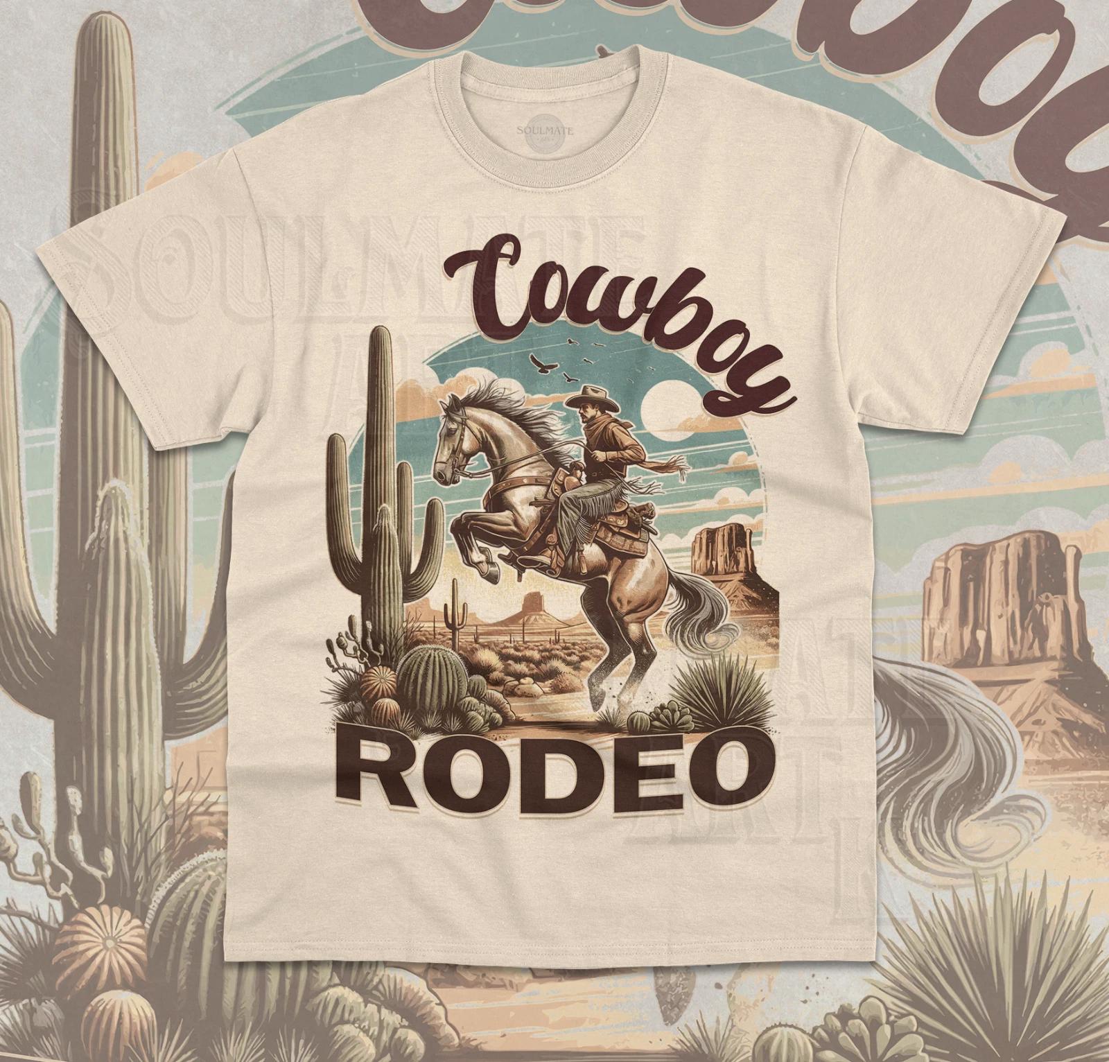 Cowboy Rodeo Western T- Shirt Western Cowgirl Horse Funny Cute Unisex 90s  Shirt S