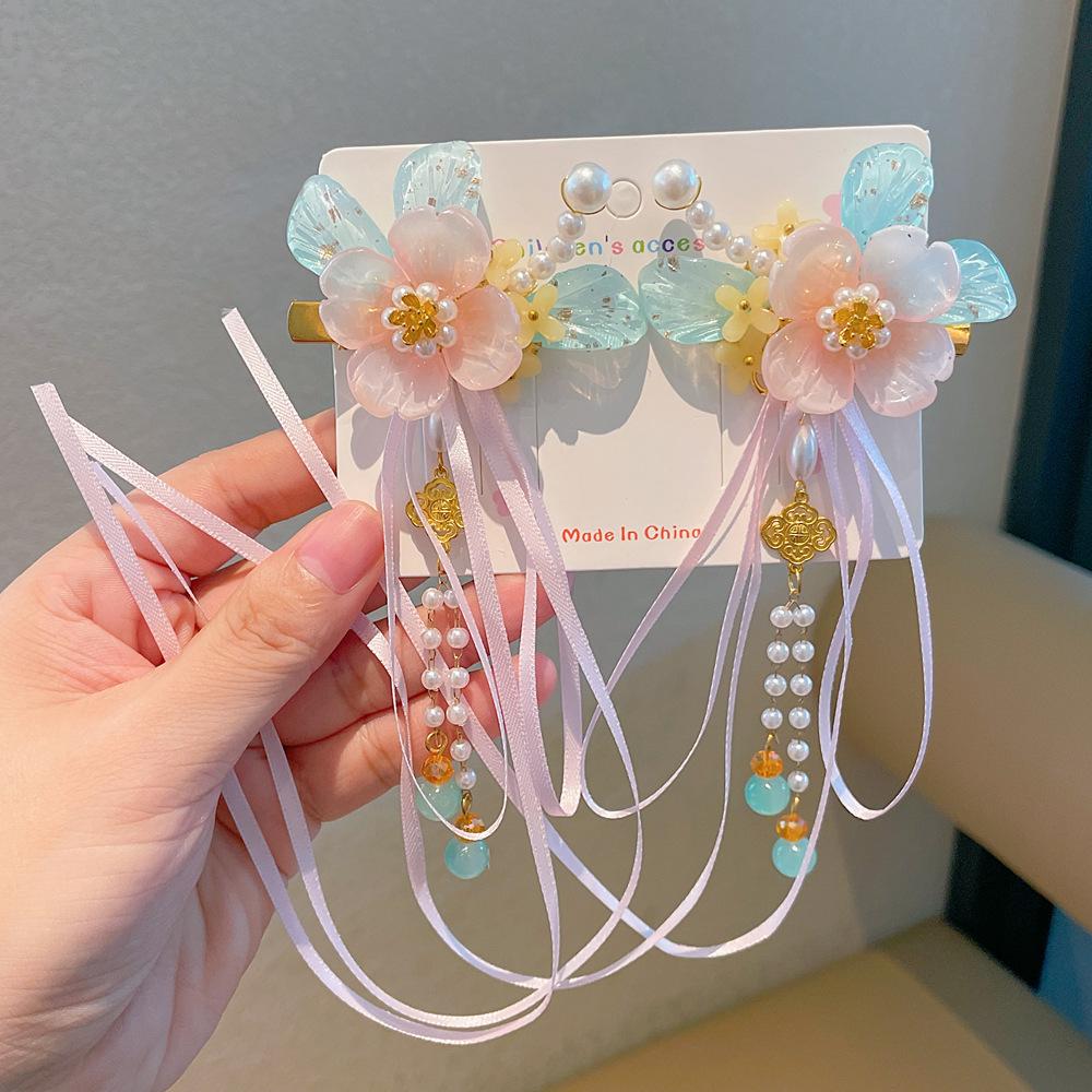 Chinese Style Hanfu Hairpin Set for Girls - Includes Hair Clips, Swaying Tassels, and Butterfly Accessories