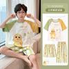 Cotton 3-Piece Pajama Set Boys Lightweight Short Sleeve Sleepwear Cartoon Print Home Wear Ages 8