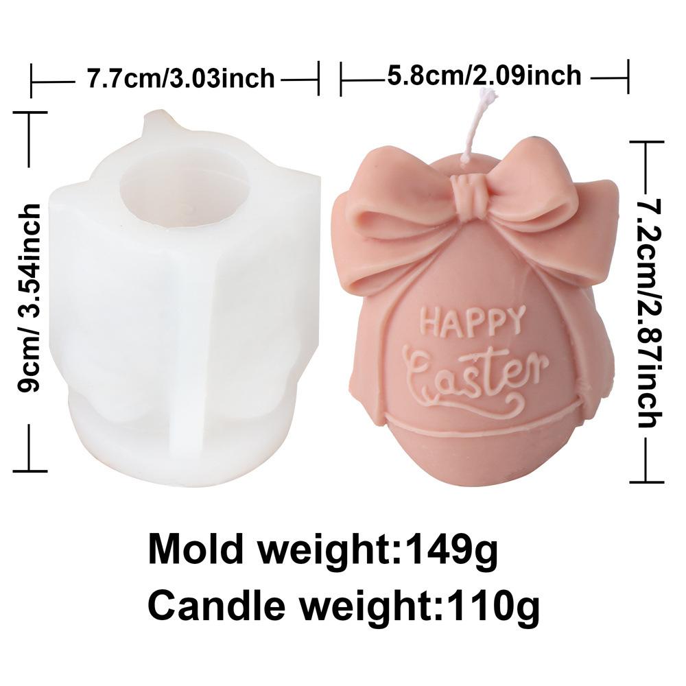 Bow Holding Flower Rabbit Candle Silicone Mold Easter Egg Relief Rabbit Aromatherapy Mold Chocolate Cake Decoration DIY Gift