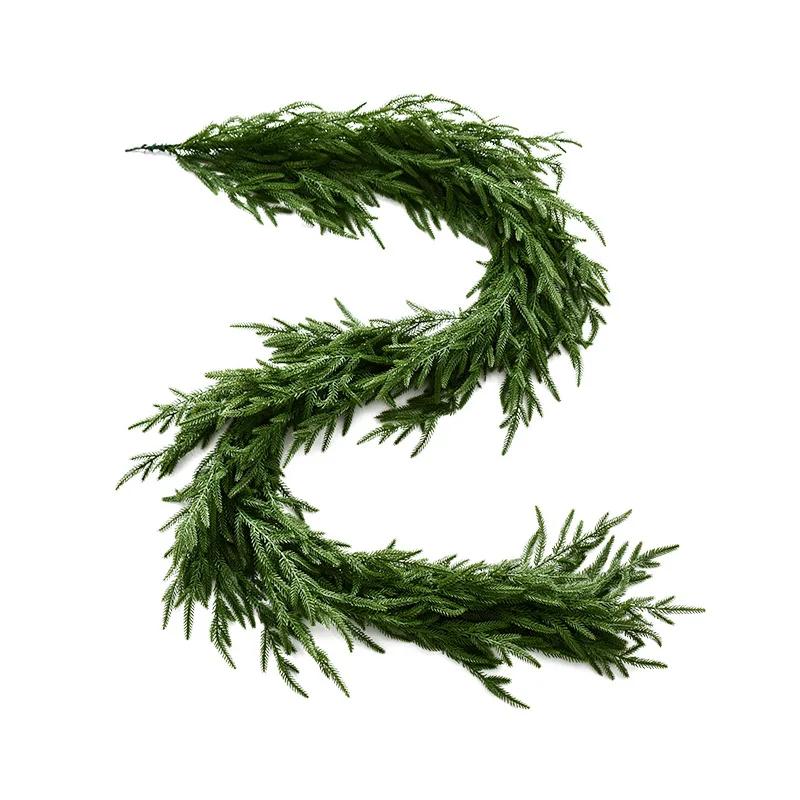 Christmas Realistic Norfolk Pine Wreath Artificial Pine Greenery Garland Christmas Holiday Seasonal Interior Home Decor Valve
