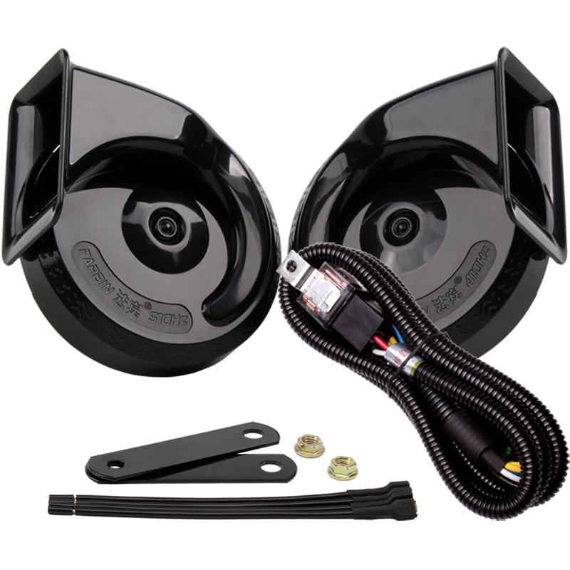 FARBIN Car Horn Loud 12v High/Low Tone Super Loud Horn Waterproof Electric Horn for Truck Motorcycle Train Black/Blue/Red/Yellow