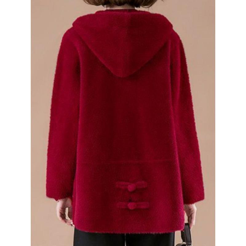 Mittelalterliche und ältere Frauen 2024 Frühling und Herbst Neuer Nerz-Fleece Damenmantel Hochwertiger Stoff für Mütter Plus Size Plus Strickjackenmantel
