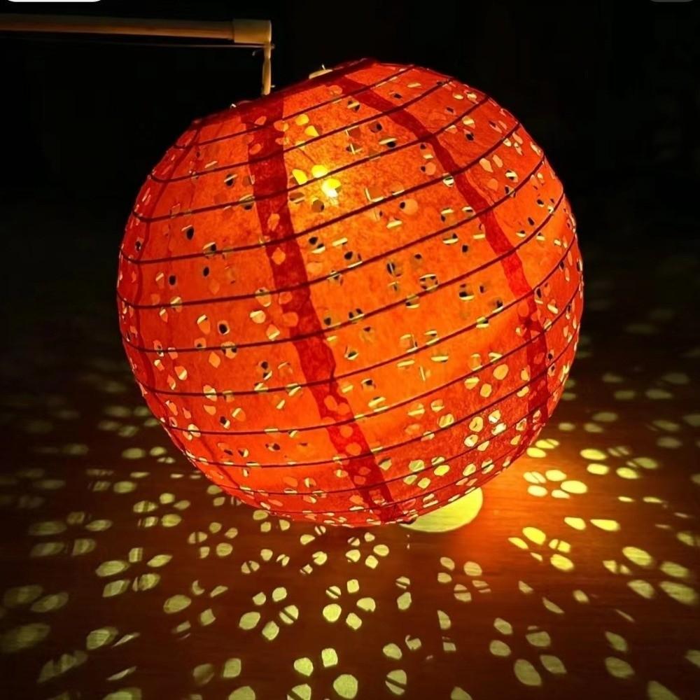 Ancient Style Chinese Paper Lanterns Round Hollow Out Festival Lanterns Good Luck Thickened Photo Prop Lantern Holiday Party