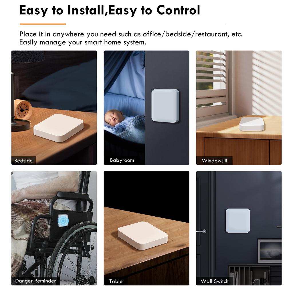 Smart Life App Compatible Portable Wireless Zigbee Smart Switch Button for Scene Automation Control
