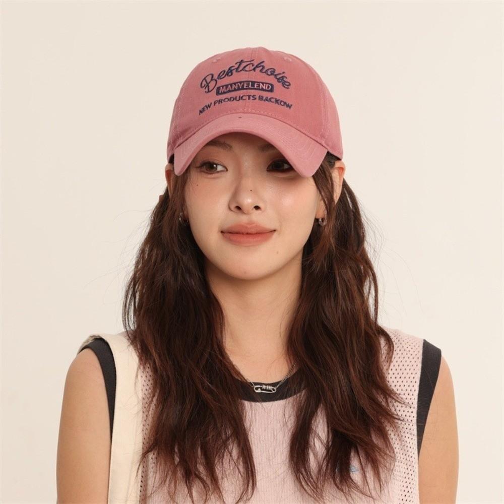 Solid Color Embroidery Letter Baseball Cap Cotton Peaked Cap Apparel Accessories Sun Hat  Girl