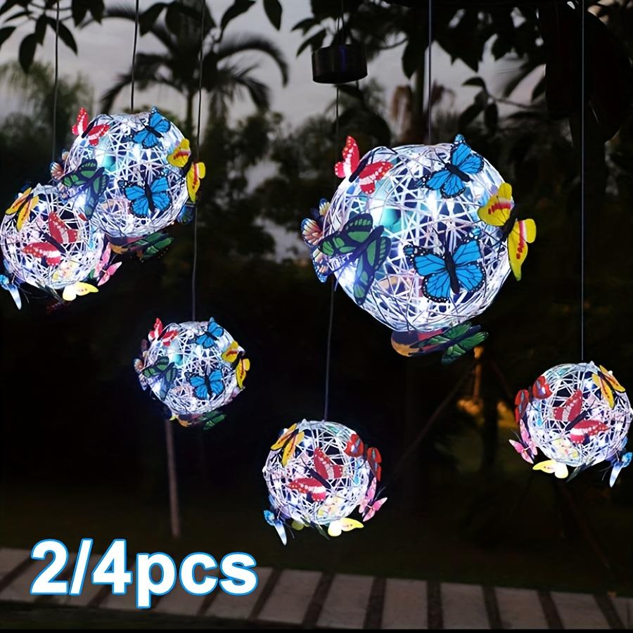 Outdoor Solar Garden Light Metal Home Decorative Nightlight Butterfly Pendant Waterproof Butterfly Round Ball Light Weaving Mesh
