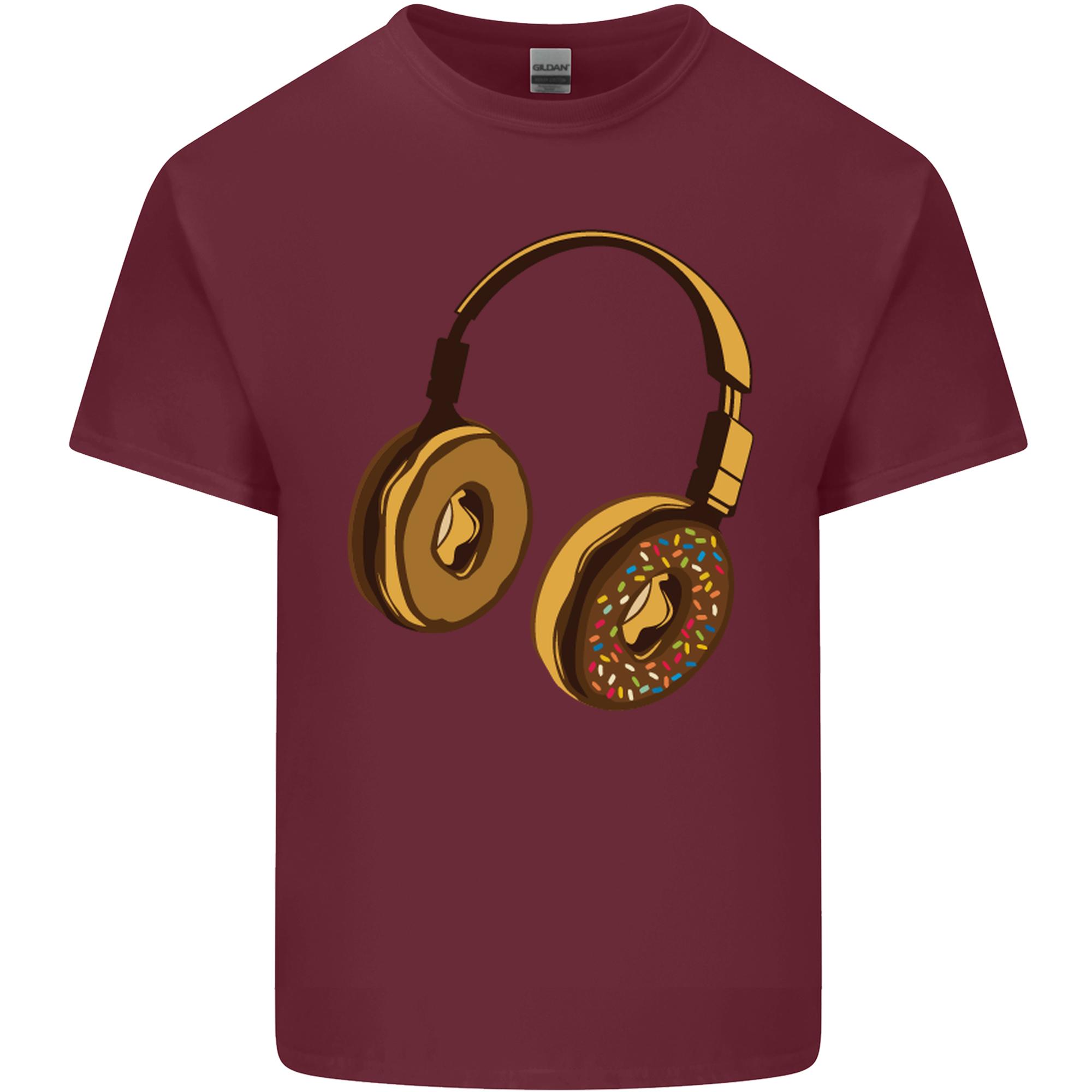 Donut Headphones Music DJ DJing Funny Unisexs Light Cotton TShirt S