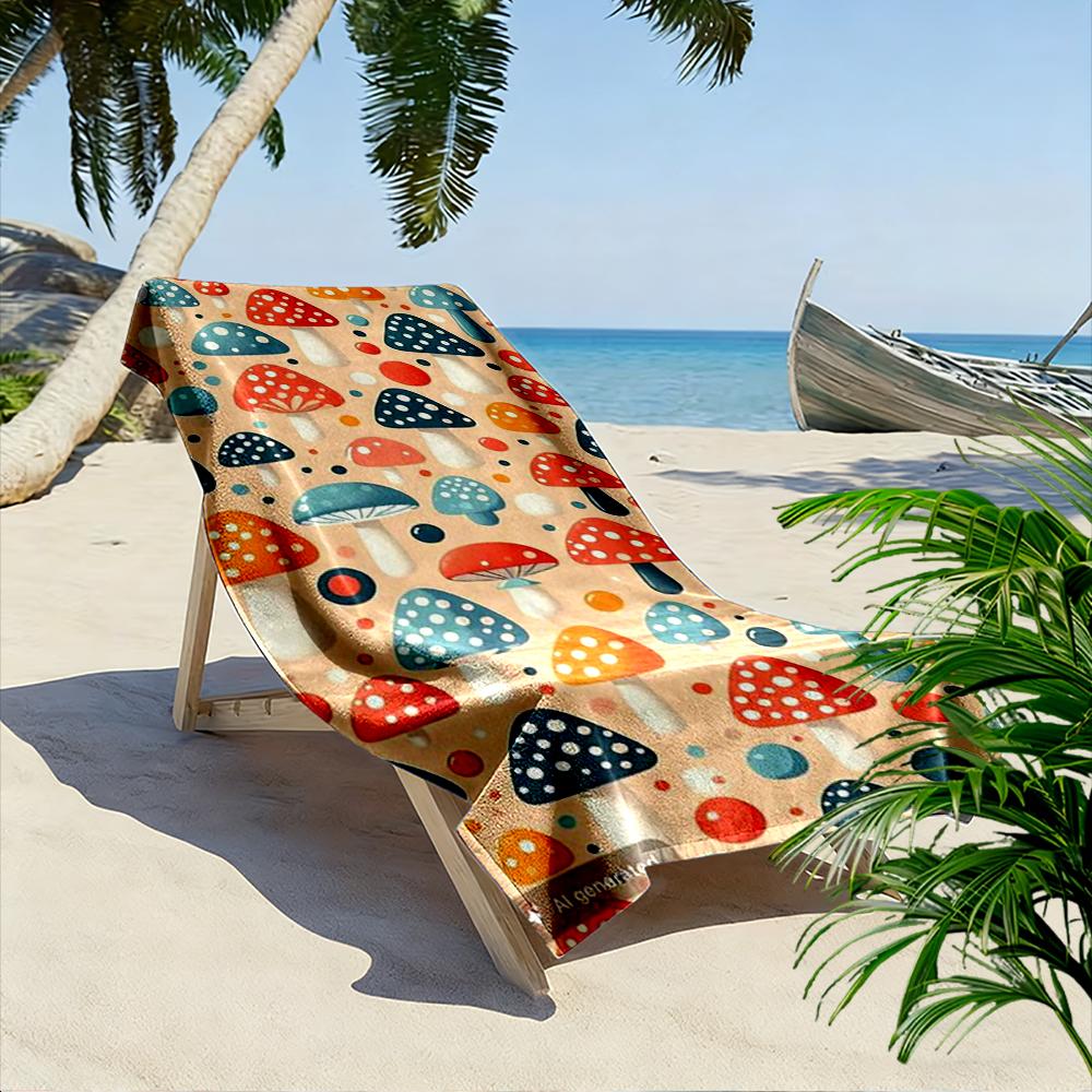 Colorful Mushroom Pattern Design Beach Towel Beach Towel Quick-drying for Travel Outdoor Sports Jogging Beach and Swimming