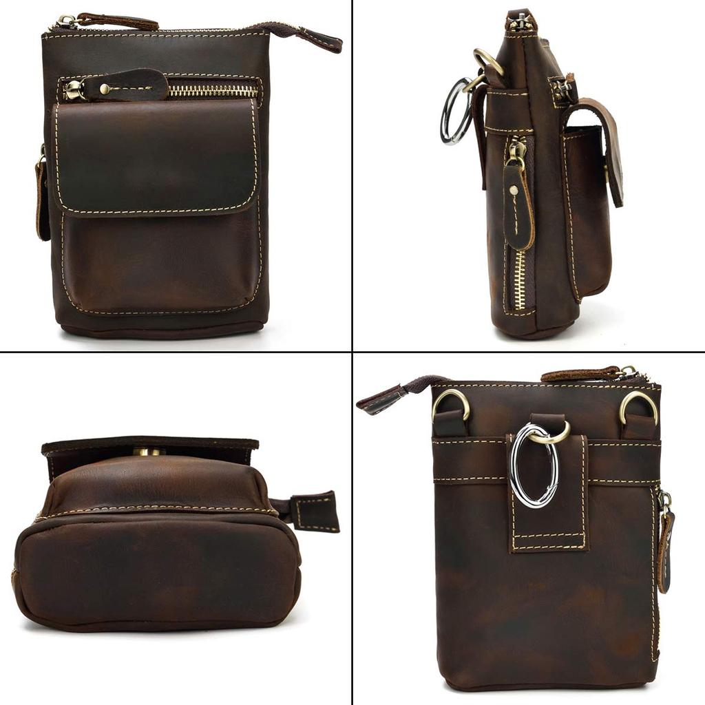 Hüftgurt Hüfte Schulter Echtes Leder Taille Handyaufbewahrung [Luufan] Tasche, Tasche, Herren Tasche, Tasche, Leder, 3-Wege, Klein, Unisex, Tasche, Tasche, Tasche,