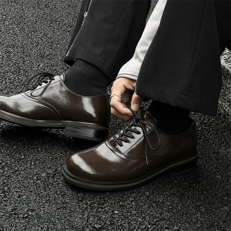 Fashion Luxury Brand Men's Thick Soled Business Work Soft Patent Leather Shoes Fashionable Wedding Oxford Leather Shoes All-match 35-48