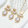 European and American Luxury Geometric Square Irregular Necklace Earrings Women's Trend Special-shaped Pearl Set