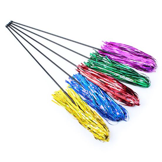 Funny Bright Color Paper Pet Cat Kitten Tease Rod Wand Play Interactive Toy