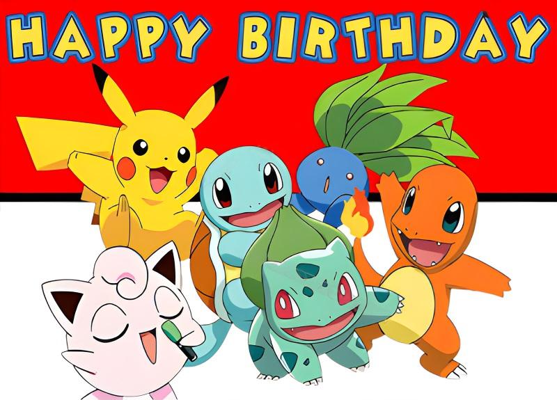 Cartoon Cute Kid Birthday Party Decorations Backdrop Pikachu Theme Photography Background Baby Shower Banner Photo Booth Props444