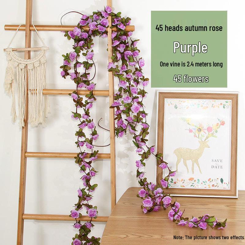 Two-Color Peony Rose Vine with 45 Heads for Air Conditioner Concealment and Soft Decoration