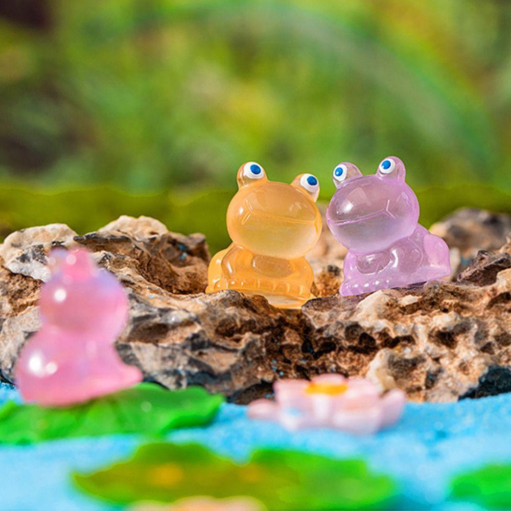 

Funny Luminous Mini Frog Figurine Cute Micro Landscape Ornament Yard Lawn зелёный