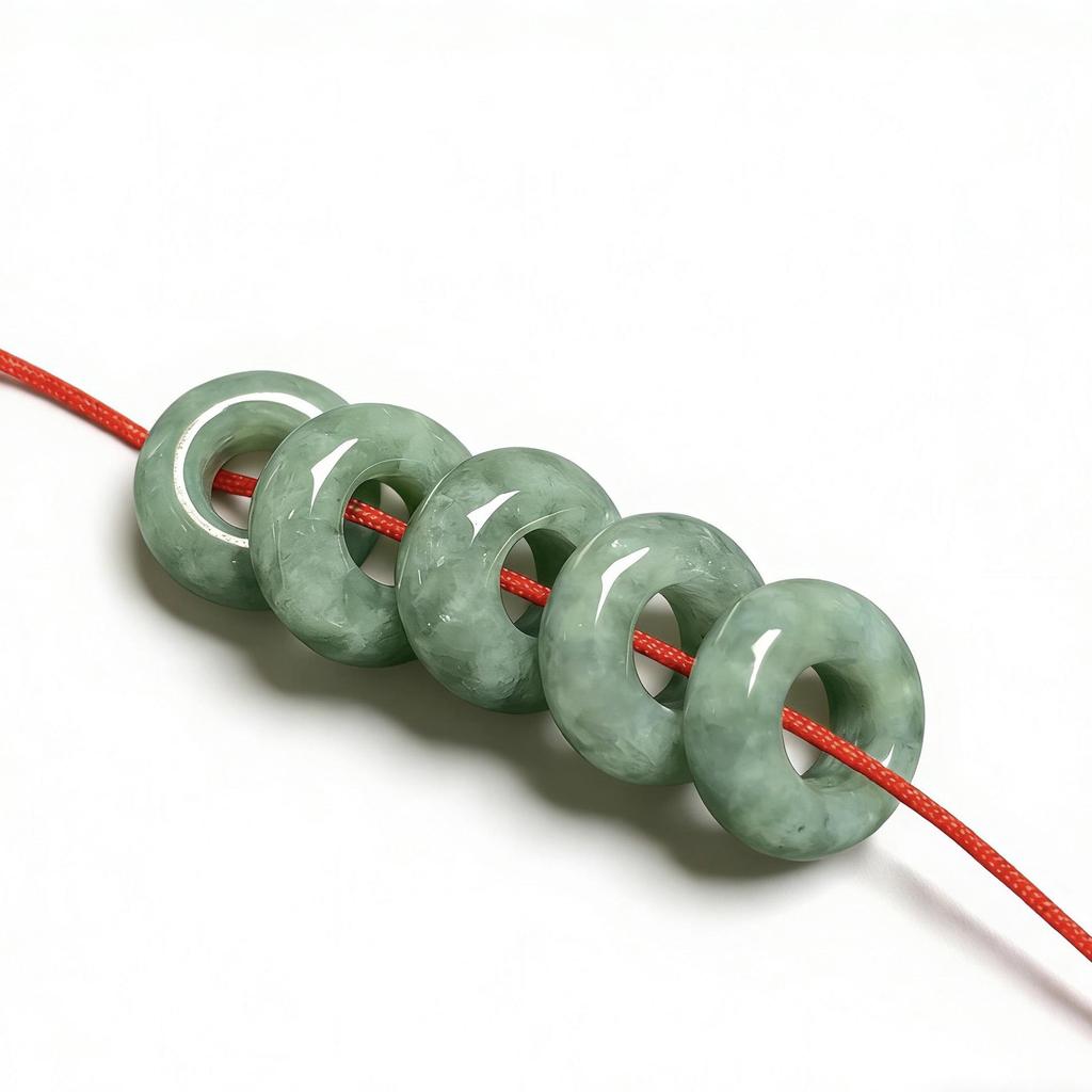 Natural A-Grade Jadeite Round Ring Beads - Green Jade DIY Jewelry Accessories.