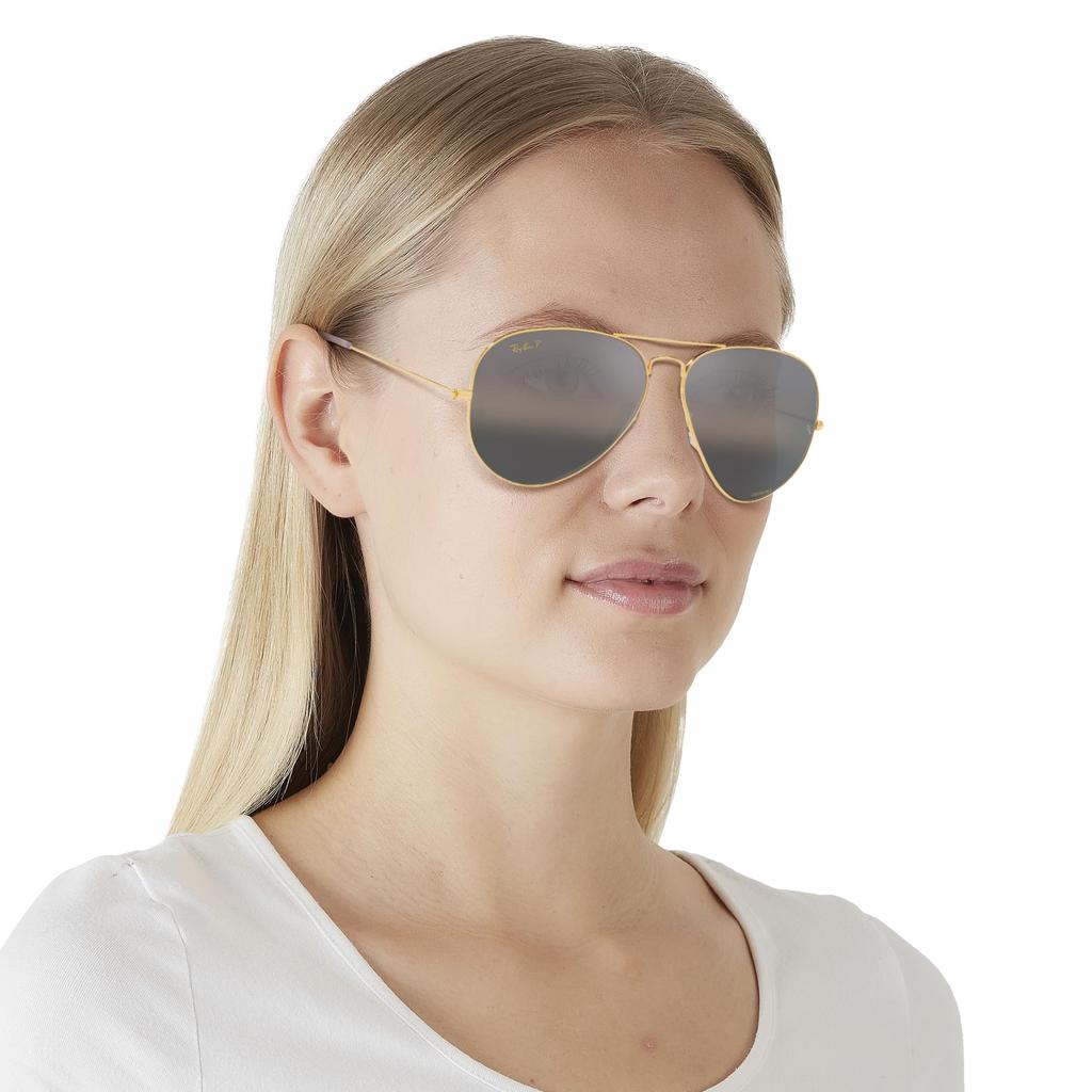 RB3025 Legend Dark Gray Gradient Polarized Silver Contrast Enhancement Size 58 Ray-Ban Sunglasses, Gold/Crystal Lenses,