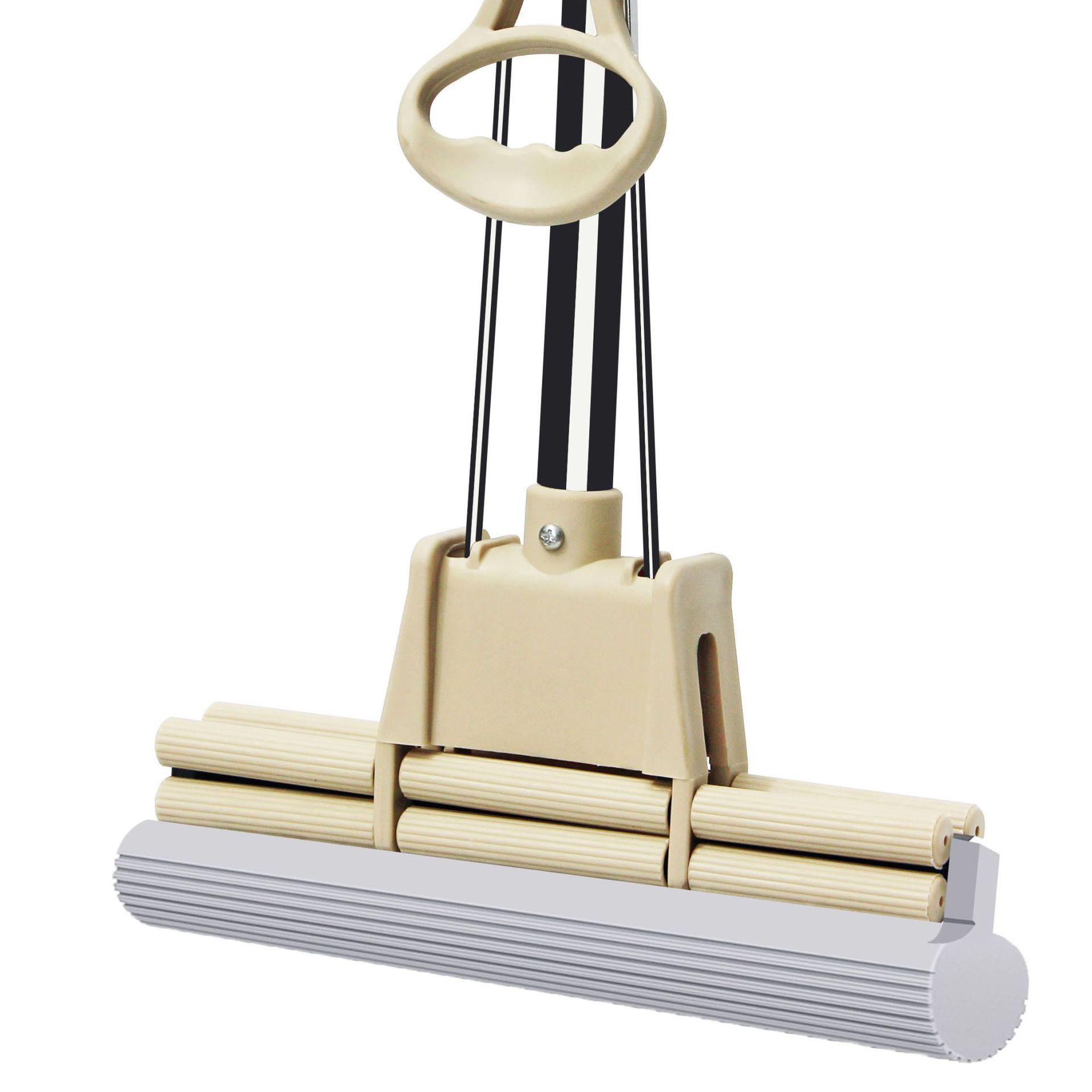 Foldable Dual-Use Mop: Sponge, Hand-Wash Free, Wet & Dry, High Absorption Cotton 27cm Double-row, 1 head