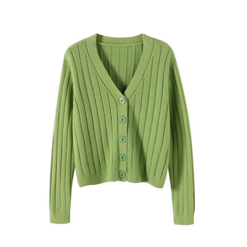 

В язане пальто Модний однотонний вільний светр з довгими рукавами Осінь Зима Светри з v-подібним вирізом Жіночий тонкий кардиган на ґудзиках Жіночий 28566 One Size оріон кольору