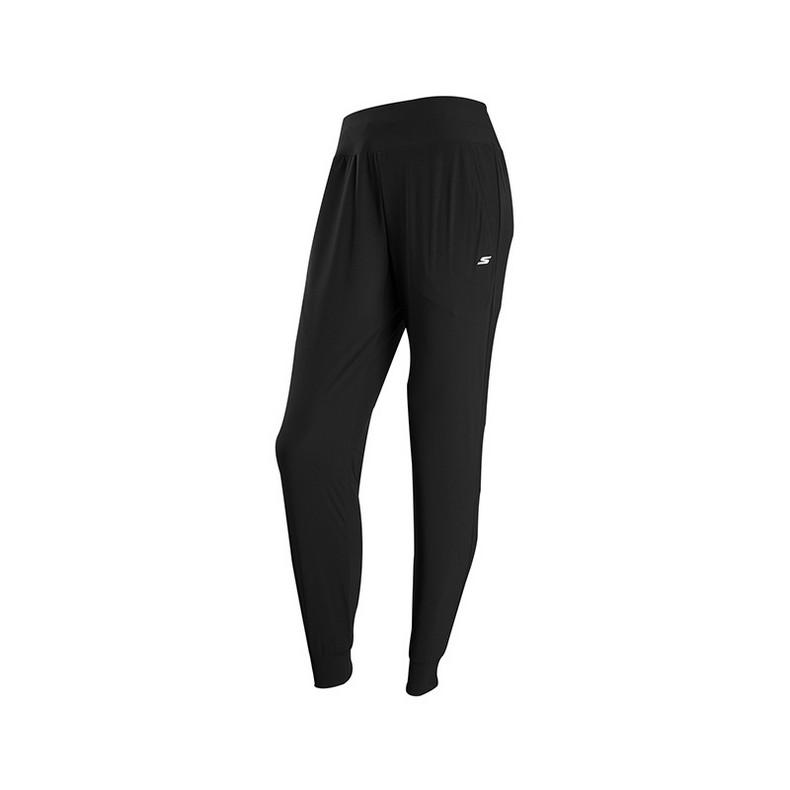 Skechers Performance Solid Color Elastic Waistband Tapered Knit Sports Pants Women pants Carbon-Black P323W007-0018