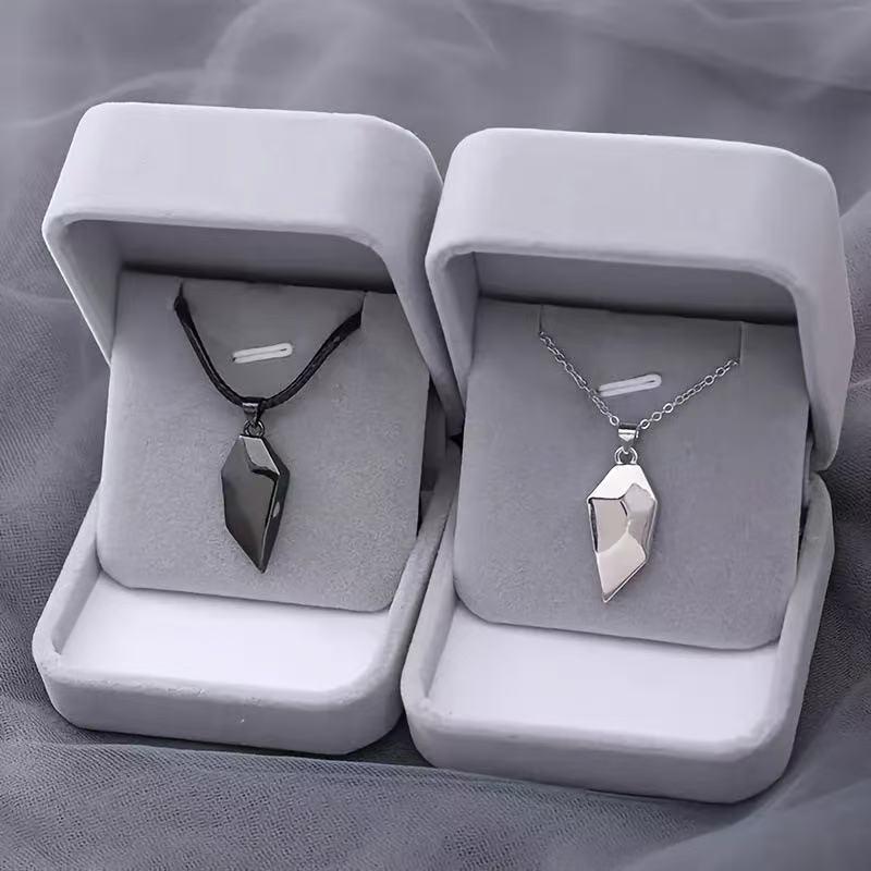 Heart Patch Wish Stone Magnetic Couple Necklace for Men and Women