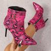 Sexy Hot Pink Super High Heel Boots Women 2025 Autumn Metal Belt Buckle Ankle Booties Serpentine Nightclub Shoes